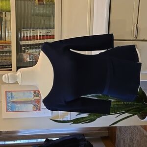 EUC Wms WHBM Navy Peplum Sweater Size XXS